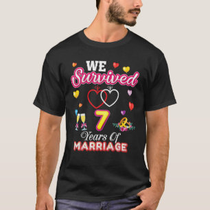 Camiseta Sobrevivemos A 7 Anos De Annive De Casamento De 7 