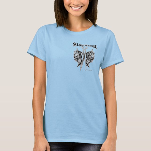 Camiseta Sobrevivência - Borboleta Celta - Melanoma (Frente)