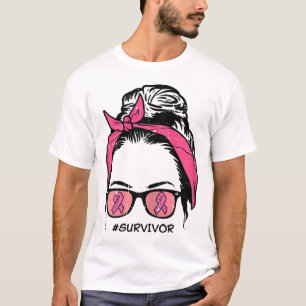 Camiseta Sobrevivência da Fita Rosa Bun Conhecimento do Can