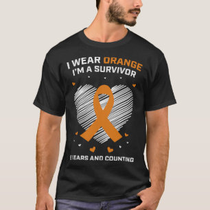 Camiseta Sobrevivência da Leucemia Laranja Presente 5 Anos