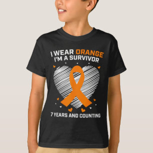 Camiseta Sobrevivência da Leucemia Laranja Presente 7 Anos
