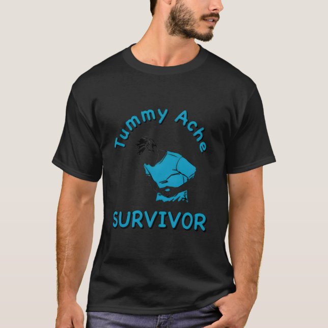 Camiseta Sobrevivência de Dor Tummy Engraçada (Frente)