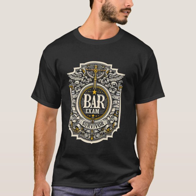 Camiseta Sobrevivência do Exame de bar — (Frente)