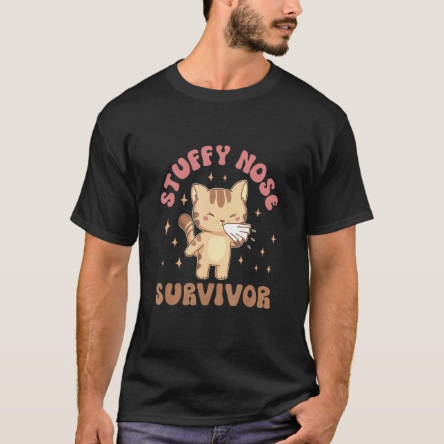 Camiseta Sobrevivência do Nariz Sobrevivente Gato Homens do (Frente)