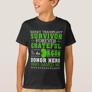 Camiseta Sobrevivência do transplante renal Orgão Doador re