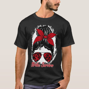 Camiseta Sobrevivência Em Traço Correto Cérebro Vermelho Co