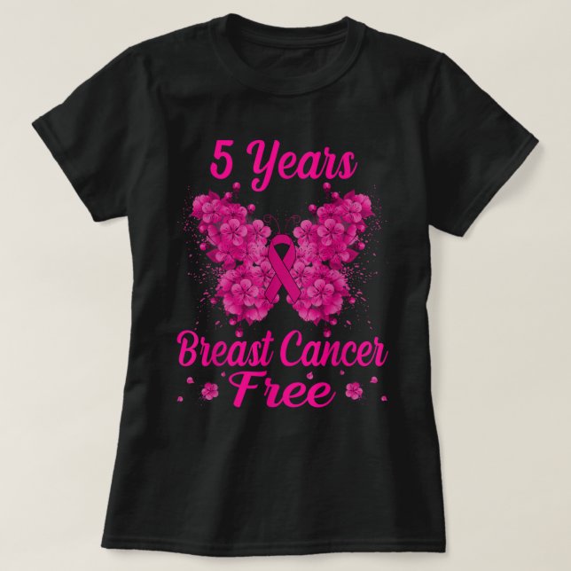 Camiseta Sobrevivência livre de Cancer de 5 anos (Frente do Design)