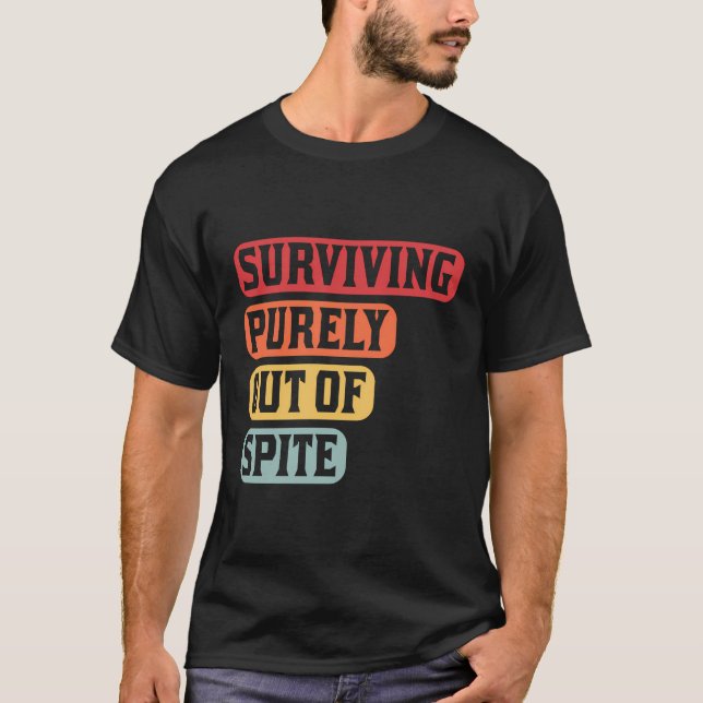 Camiseta Sobrevivência Puramente Fora De Um Humor Sarcástic (Frente)