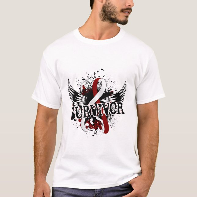 Camiseta Sobrevivente 16 cancer principal e de pescoço (Frente)