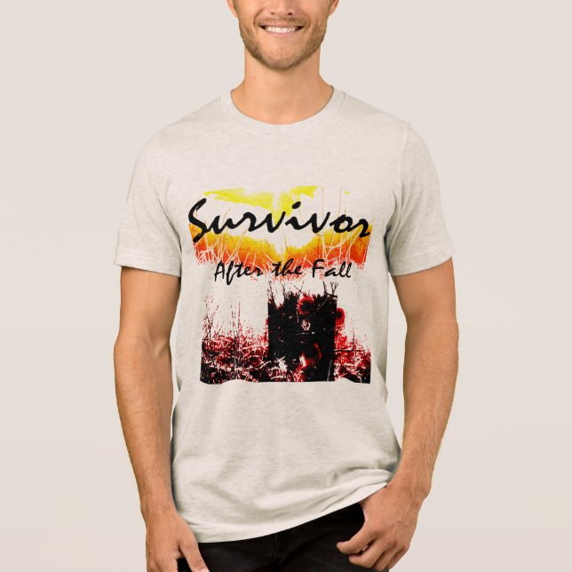 Camiseta "Sobrevivente, Após a Queda" Cena Amarela Vermelha (Frente)