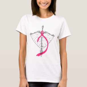 Camiseta Sobrevivente Arco Guerreiro Esperança Fita Rosa Fi
