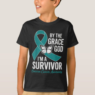 Camiseta Sobrevivente câncer de ovário Pela Graça De Deus T