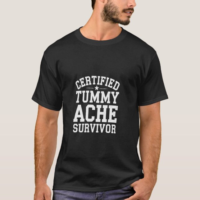 Camiseta Sobrevivente Certificado de Dor de Barriga Bem-Est (Frente)