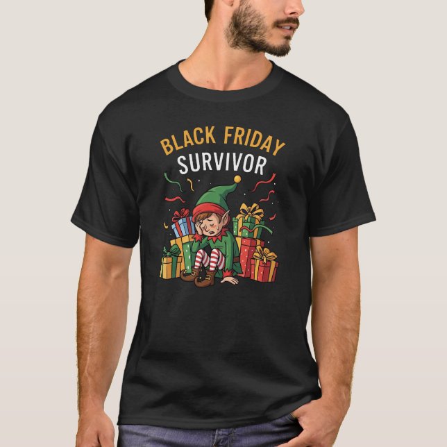 Camiseta Sobrevivente da Black Friday – Compradora de Natal (Frente)