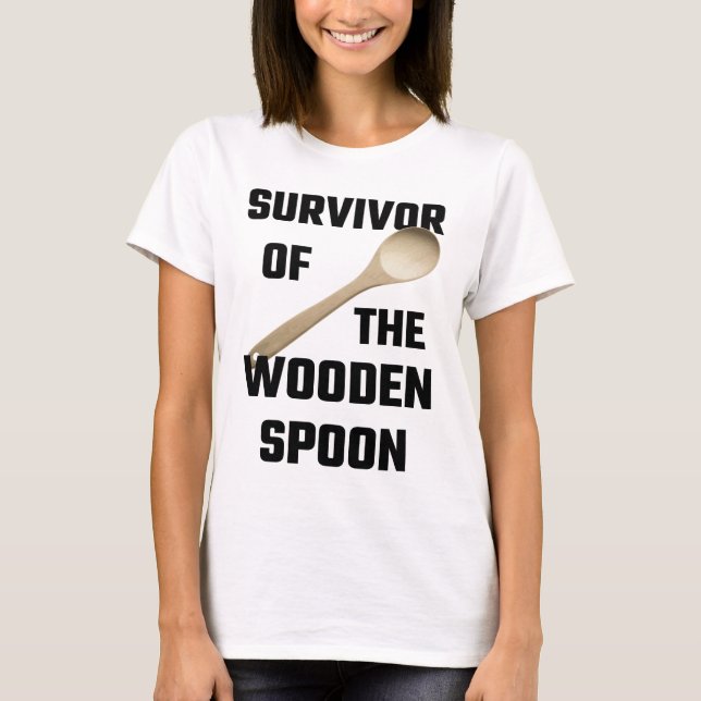 Camiseta Sobrevivente da colher de madeira (Frente)