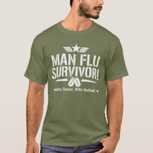 Camiseta Sobrevivente da Gripe Masculina – Testado na Batal