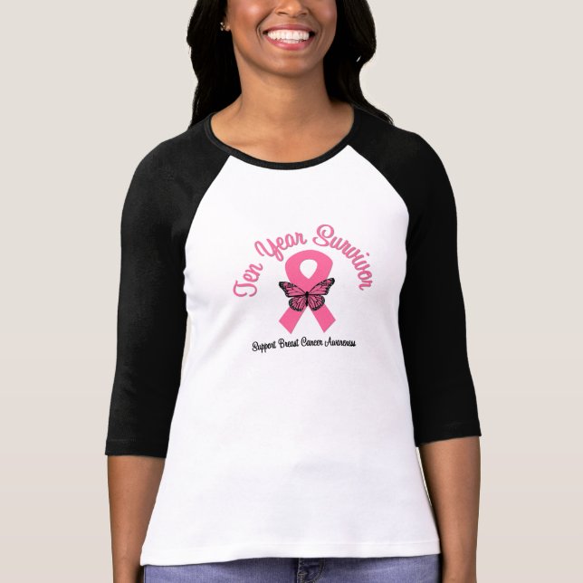 Camiseta Sobrevivente de 10 anos com Cancer da mama (Frente)
