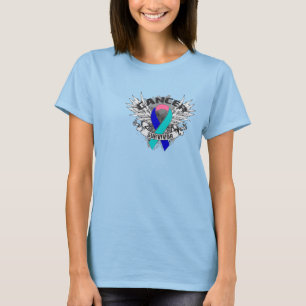 Camiseta Sobrevivente de câncer voado Grunge do tiróide d