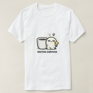 Camiseta Sobrevivente de Reunião - Humor de Escritório de P