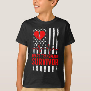 Camiseta Sobrevivente de transplante de coração bandeira do