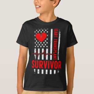 Camiseta sobrevivente de transplante de coração bandeira do