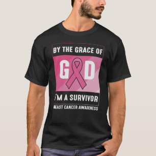 Camiseta Sobrevivente do câncer da mama por Deus, cristão d