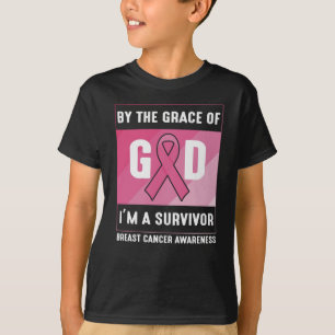 Camiseta Sobrevivente do câncer da mama por Deus, cristão d