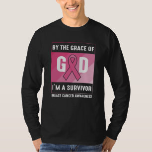 Camiseta Sobrevivente do câncer da mama por Deus, cristão d