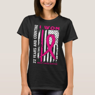 Camiseta Sobrevivente do Câncer de Mama Venceu o 22º Aniver