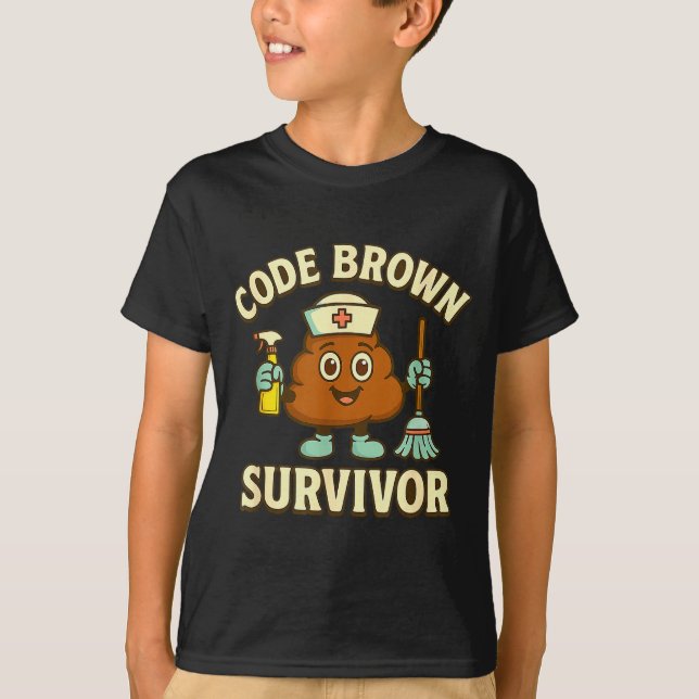 Camiseta Sobrevivente do Código Marrom Enfermeira Engraçada (Frente)