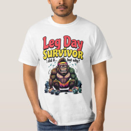 Camiseta Sobrevivente do Dia de Perna Gorila Exausto Academ