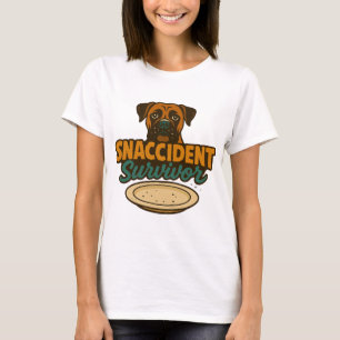 Camiseta "Sobrevivente SNACCIDENT" Engraçado Boxer Cão T-Sh