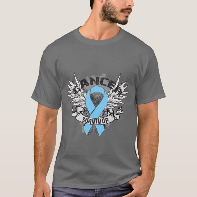 Camiseta Sobrevivente voado Grunge do cancro da próstata da (Frente)
