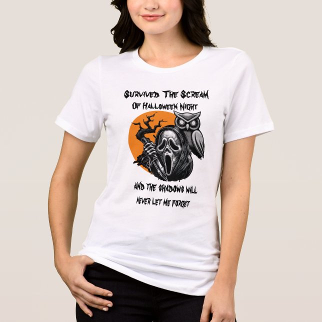 Camiseta Sobreviveu Ao Gritar Da Noite De Halloween (Frente)