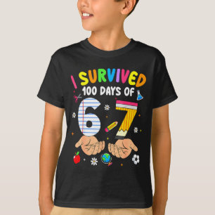 Camiseta Sobrevivi 100 dias de 67 divertido 6 7 meme 100º d