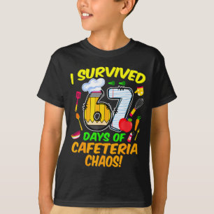 Camiseta Sobrevivi 67 Dias De Caos Na Cafeteria 67 Meme Alm