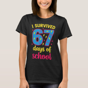 Camiseta Sobrevivi 67 Dias De Escola 100 Dias Brainrot Seis