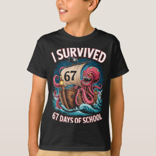 Camiseta Sobrevivi 67 Dias De Escola 6-7 Meninos Crianças C