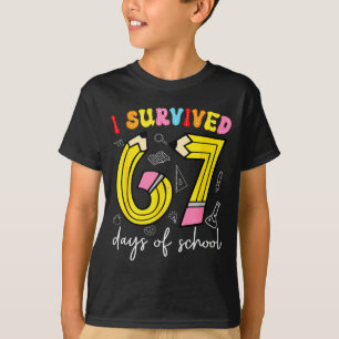 Camiseta Sobrevivi 67 Dias De Escola Engraçado 6 7 Meme Pro