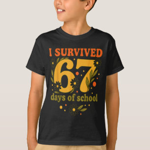 Camiseta Sobrevivi 67 Dias De Escola Engraçado 6 7 Professo