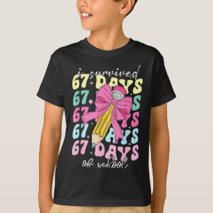 Camiseta Sobrevivi 67 Dias De Escola Laço Coquete Estudante