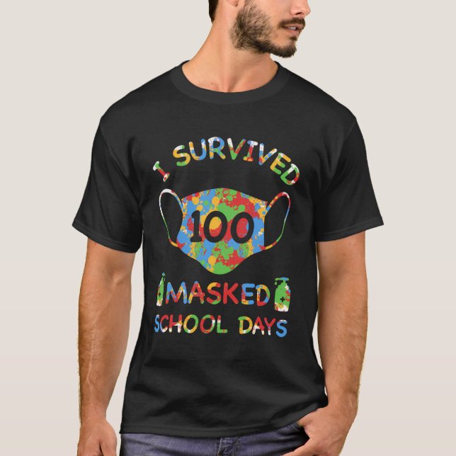 Camiseta Sobrevivi A 100 Dias De Escola Mascarados Para Pro (Frente)