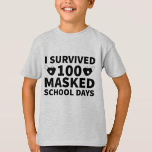 Camiseta Sobrevivi A 100 Dias Escolares Mascarados
