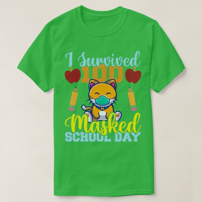 Camiseta Sobrevivi a 100 Dias Escolares Mascarados, Ama de  (Frente do Design)