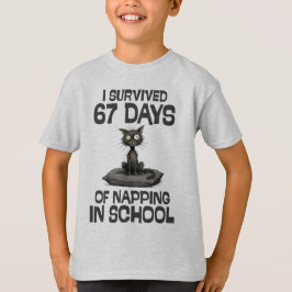 Camiseta Sobrevivi a 67 Dias De Soneca, Meme de Gato Engraç