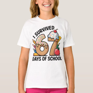 Camiseta Sobrevivi a 67 Dias de Sorvete de Waffle Escolar