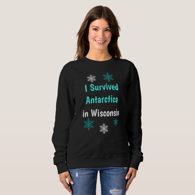 Camiseta Sobrevivi à Antártida em Wisconsin, tempo frio (Frente Completa)