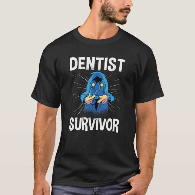 Camiseta Sobrevivi À Visita À Dentista. (Frente)