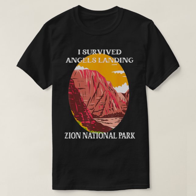 Camiseta Sobrevivi ao Angels Landing do Hike Zion National  (Frente do Design)