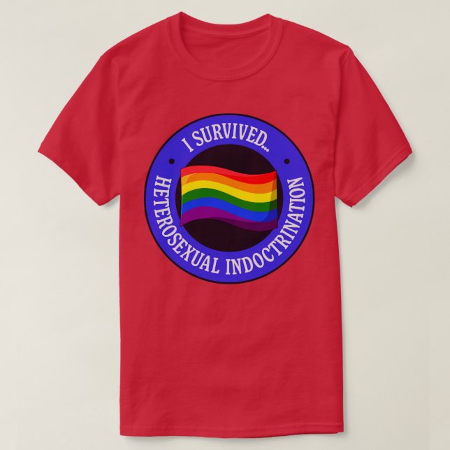 Camiseta Sobrevivi ao Orgulho de Doutrinação Heterossexual (Frente do Design)